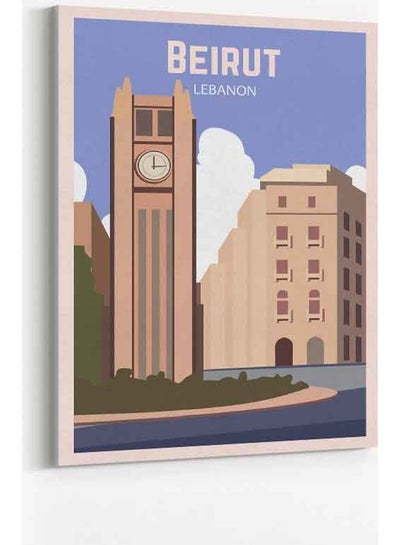 Buy Beirut Lebanon Framed Canvas Wall Art Multicolour 40 x 60cm in Saudi Arabia