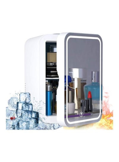 اشتري Mini Makeup Fridge with LED Light Mirror Portable Cosmetic Storage White في الامارات