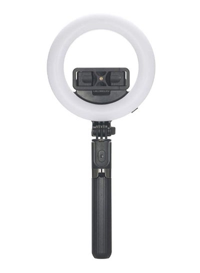 Buy 1200.0 mAh Bluetooth Tripod Selfie Stick With Ring Light Black/White in UAE
