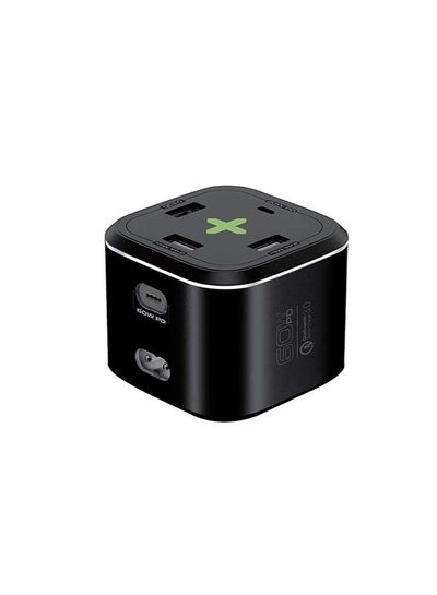 Buy iPhone14 USB-C Charging Station, Multi-Port Hub with 60W/20W Dual USB-C Power Delivery, 2.4A Dual USB and Quick Charge 3.0 Ports, PowerCube-PD80 Black in UAE