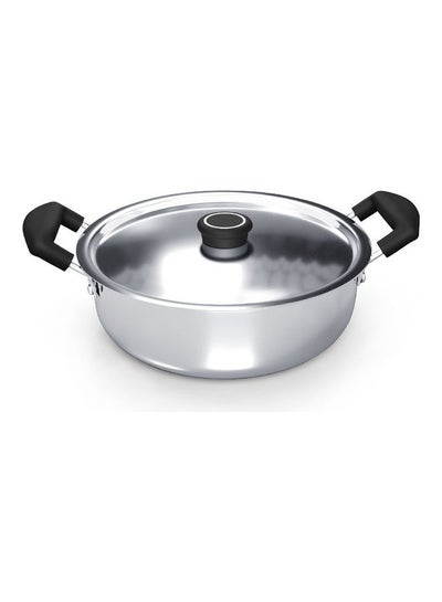 Buy Stainless Steel Kadai Pan 22cm (DKP 22B), Heat Resistant Handle & Knob, Premium Lid, Flared Rim, Heavy Base Sandwich Bottom, 304 Grade, Sleek Exterior, Oven Safe, Non-Stick Interior, Corrosion Resistant, Dishwasher Safe Silver/Black 22cm in Saudi Arabia