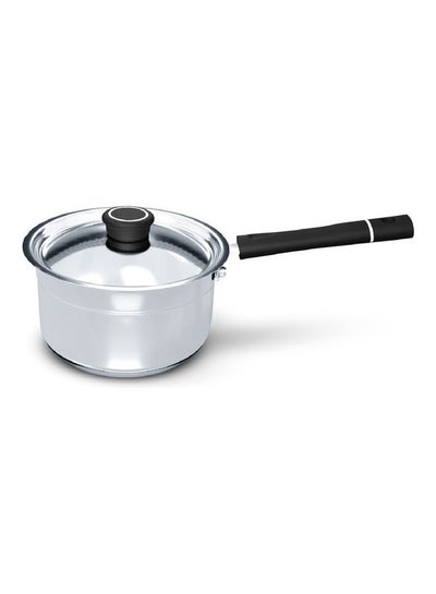 Buy Stainless Steel Milk Pan With Lid Silver/Black 16cm in Saudi Arabia