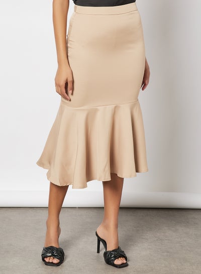 Buy Women Flare Skirt Beige in Saudi Arabia