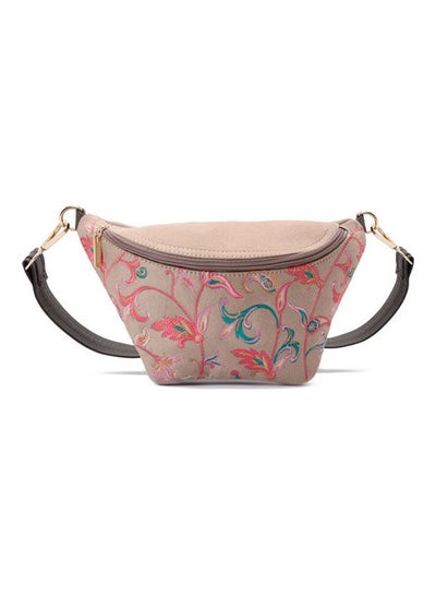 Buy Embroidered Leather Crossbody Bag Beige in Egypt