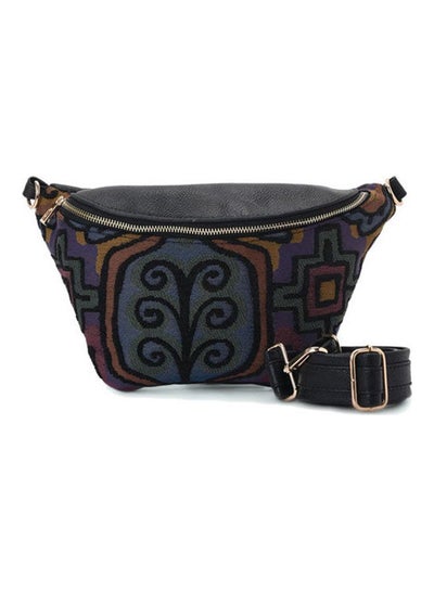 Buy Embroidered Leather Crossbody Bag Black in Egypt