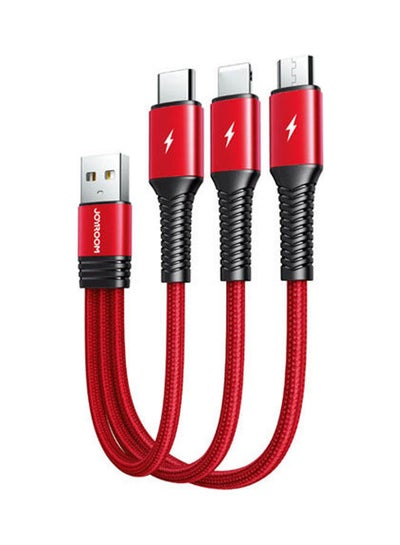 اشتري S-01530G9 3In1 (Micro/Lightning/Type-C) Short Charging Cable 0.15M Red في مصر