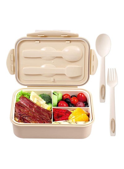 Buy 3-Grid Lunch Box With Lid Beige in Saudi Arabia