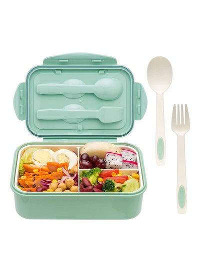 Buy 3-Grid Lunch Box With Lid  -Green Green in UAE