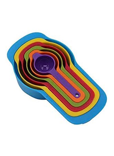 Buy 6 Pcs Of Plastic Measuring Cups And Spoons Set. Stackable, Space Saving Multicolour in Egypt