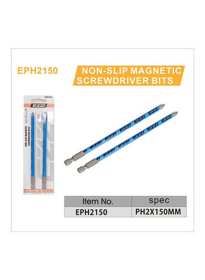 Buy Magnetic Screwdriver Bits 2Pc Non-Slip Ph2* Blue/Silver 150mm in Egypt