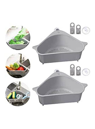 Buy 2 Pack Sink Drain Shelf Triangular Sink Basket Grey 13cm in Egypt