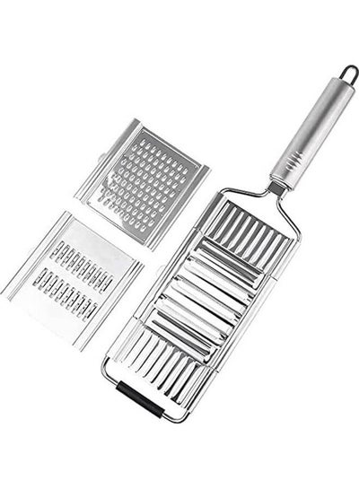 Buy 3 In 1 Multi-Purpose Vegetable Slicer Stainless Steel Cheese Grater For Kitchen Silver 35cm in Egypt