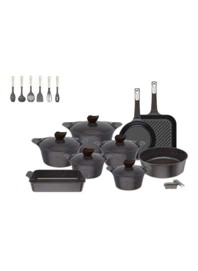 اشتري 20-Piece Cookware Granite Set Black في السعودية