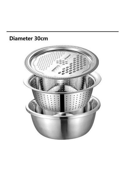 اشتري Dough Bowl, Grater, Stainless Steel 3 Pieces Silver في مصر