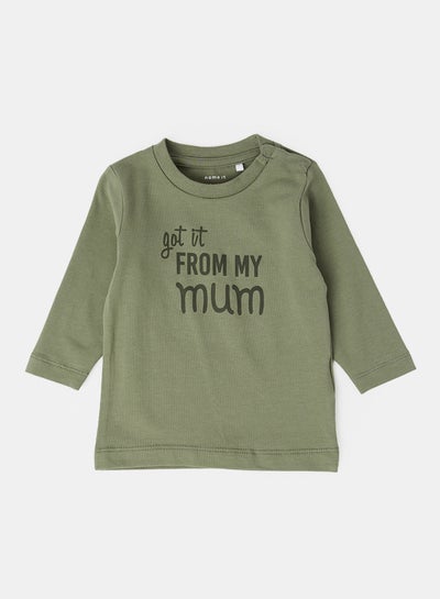 Buy Baby Front Text T-Shirt Green in Egypt