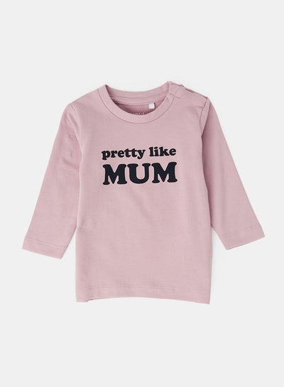 Buy Baby Front Text T-Shirt Pink in UAE