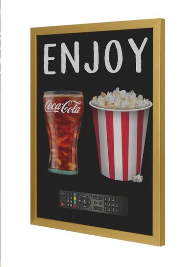 Buy Enjoy Coca Cola And Popcorn Wall Art Frame Multicolour 33x43cm in Saudi Arabia