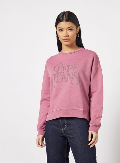 Buy Evita Textured Sweatshirt Pink in Saudi Arabia