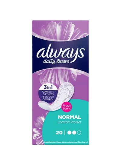 Buy Daily Liners Comfort Protect Pantyliners With Fresh Scent, Normal, 20 Count in UAE