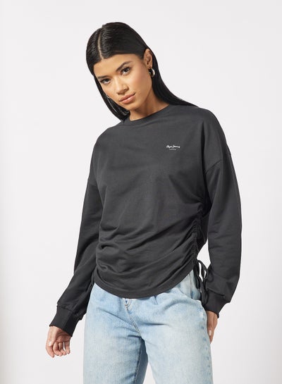 Buy Polly Solid Sweatshirt Charcoal in UAE