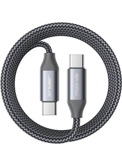 Buy JSAUX ARMOR Series  Cable - USB C to USB C 2.0 5A 100W Fast Charge Durable Nylon Braided Cable, 2m Grey in Egypt