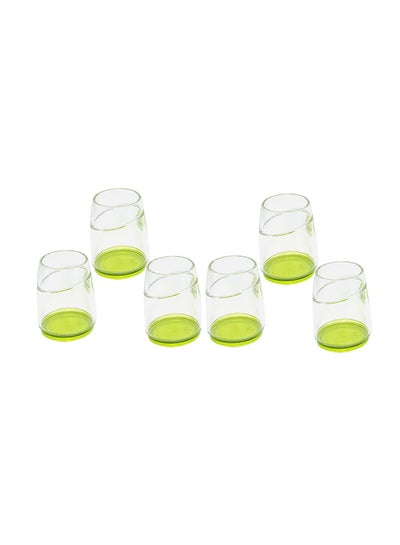 Buy 6-Piece Acrylic Cup With Lid Set Clear/Green in Saudi Arabia