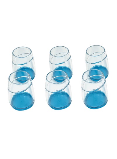 Buy 6-Piece Acrylic Cup Set Clear/Blue 6x350ml in Saudi Arabia