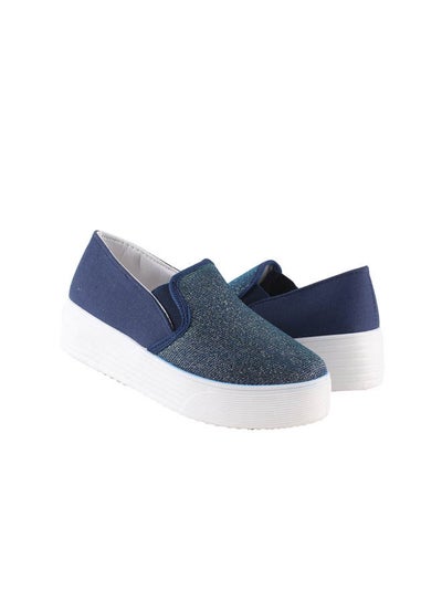 Buy Canvas Low Heel Lace-Up Plain/Basic Sneakers Navy in Egypt
