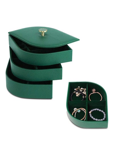 Buy 3 Layer Jewelry Box Organizer Green 8.85 x 7.08 x 6.10inch in UAE