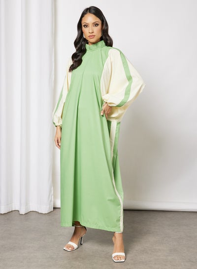 Buy Colourblock Relaxed Dress Green in Saudi Arabia