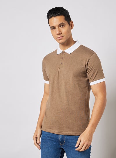 Men's Basic Casual Polo Cotton T-Shirt with contrast details in