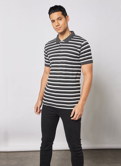 Buy Men's Basic Casual Polo Printed Cotton T-Shirt in Regular Fit Half Sleeves Black in Saudi Arabia