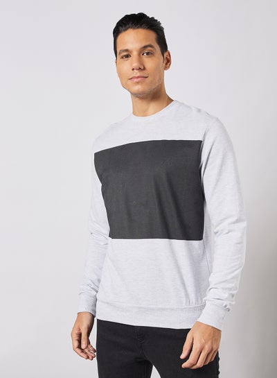 Buy Crew Neck Printed Sweatshirt Heather Grey in UAE