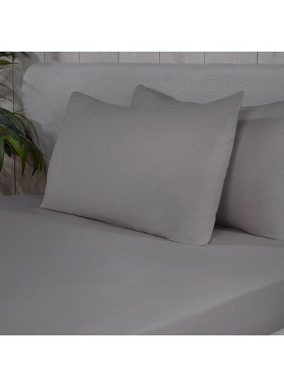 Buy Premium 100% Single Size Brushed Flannelette Luxury Bedding Soft Cosy Deep Pocket Fitted Sheet cotton Grey 90x190+25cm in UAE