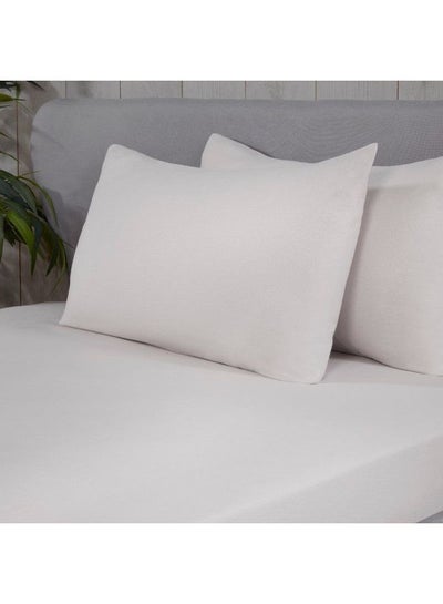Buy Premium 100% King Size Brushed Flannelette Luxury Bedding Soft Cosy Deep Pocket Fitted Sheet Cotton White 150x200+25cm in UAE