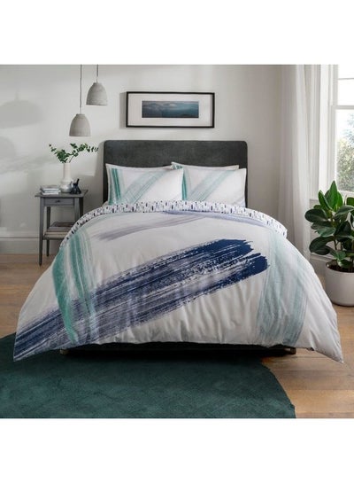 اشتري 3-Piece Super King Size Abstract Brush Strokes Reversible Bedding Set Includes 1xDuvet Cover Quilt 220x260 cm, 2xPillow Case Combination Multicolour في الامارات