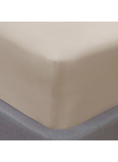 Buy Super Soft Plain Dyed Thermal Warm Cosy King Sized Fitted Sheet Polyester Natural 150x200+32cm in UAE