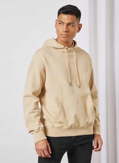 Buy Drawstring Hoodie Beige in UAE