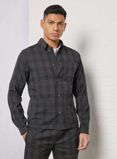 Buy Check Print Hybrid Blazer Dark Grey in UAE