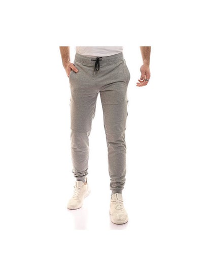 Buy Elastic Waist With  Sweatpants with side zipper Grey in Egypt