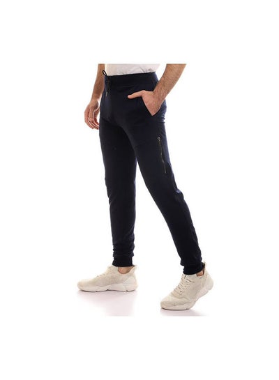 Buy Elastic Waist With  Sweatpants with side zipper Blue in Egypt