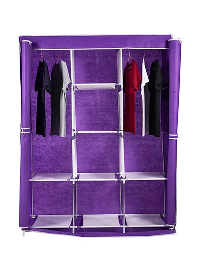 Buy Multi-Layer Fabric Household Wardrobe Purple in Saudi Arabia