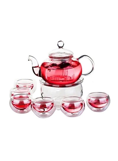 اشتري مجموعة أكواب شاي زجاجية مقاومة للحرارة شفاف 800مل في الامارات