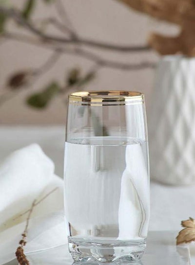 Buy 6-Piece Adora Atlantica Glass Set Clear/Gold 145mm in UAE