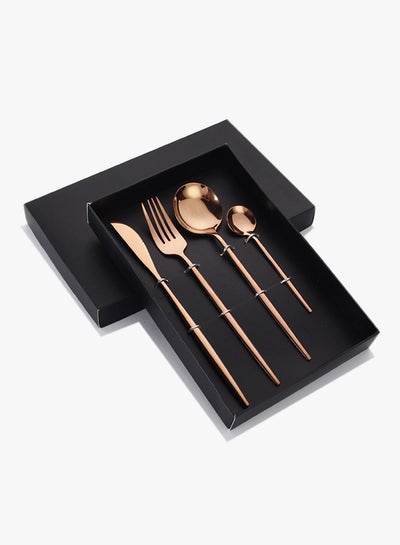 Buy 4-Piece Stainless Steel Cutlery Set Rose Gold in UAE