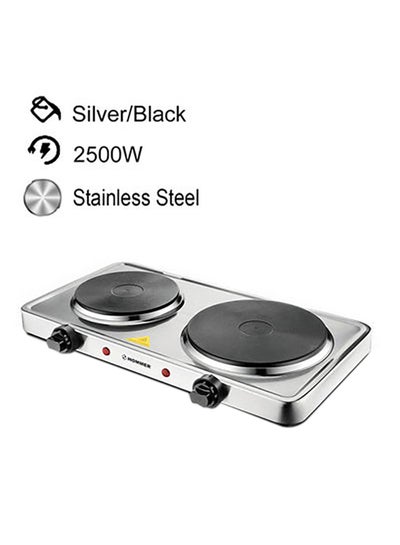 Buy Hot Plate Double Burner With Adjustable Thermostat, 2500W HSA220-02 Silver in Saudi Arabia