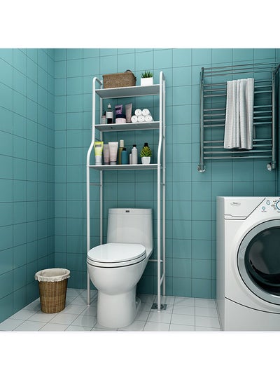 Buy Toilet Storage Rack 3 Tier For Bathroom Steel Frame Premium Quality White L48 x D25 x H150cm in UAE
