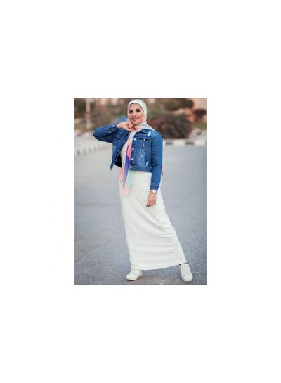 Buy Casual Plain Basic Maxi High-Rise Skirts White in Egypt
