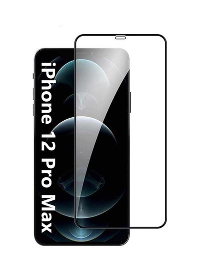 اشتري لاصقة حماية للشاشة من الزجاج المقوى بتغطية كاملة لهاتف أبل آيفون 12 برو ماكس أسود في السعودية