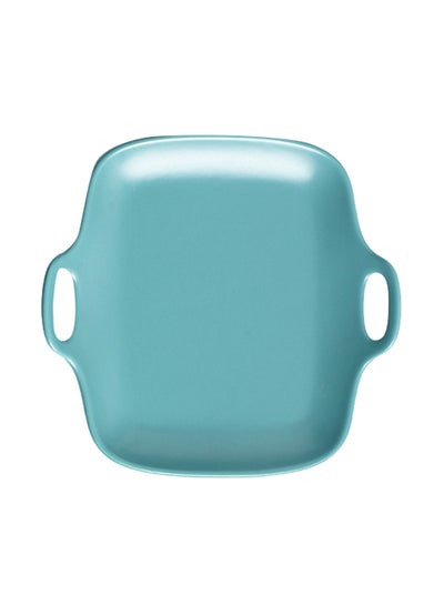 Buy Ceramic Square Plate With Two Ears Blue 20x19.5x4cm in Saudi Arabia